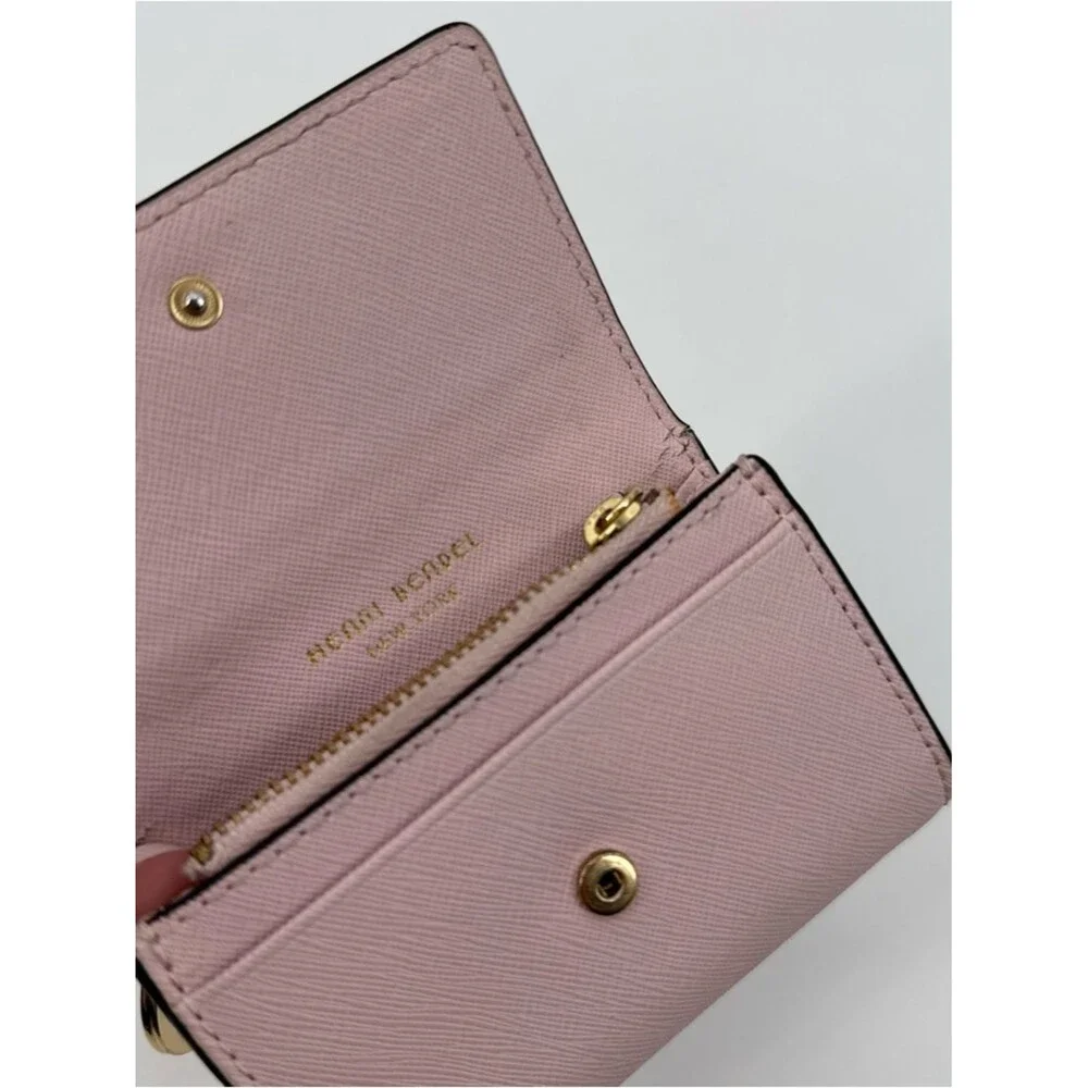 Henri Bendel Leather Pink ID Wallet Key Ring Cardholder *Retired* Dust Bag